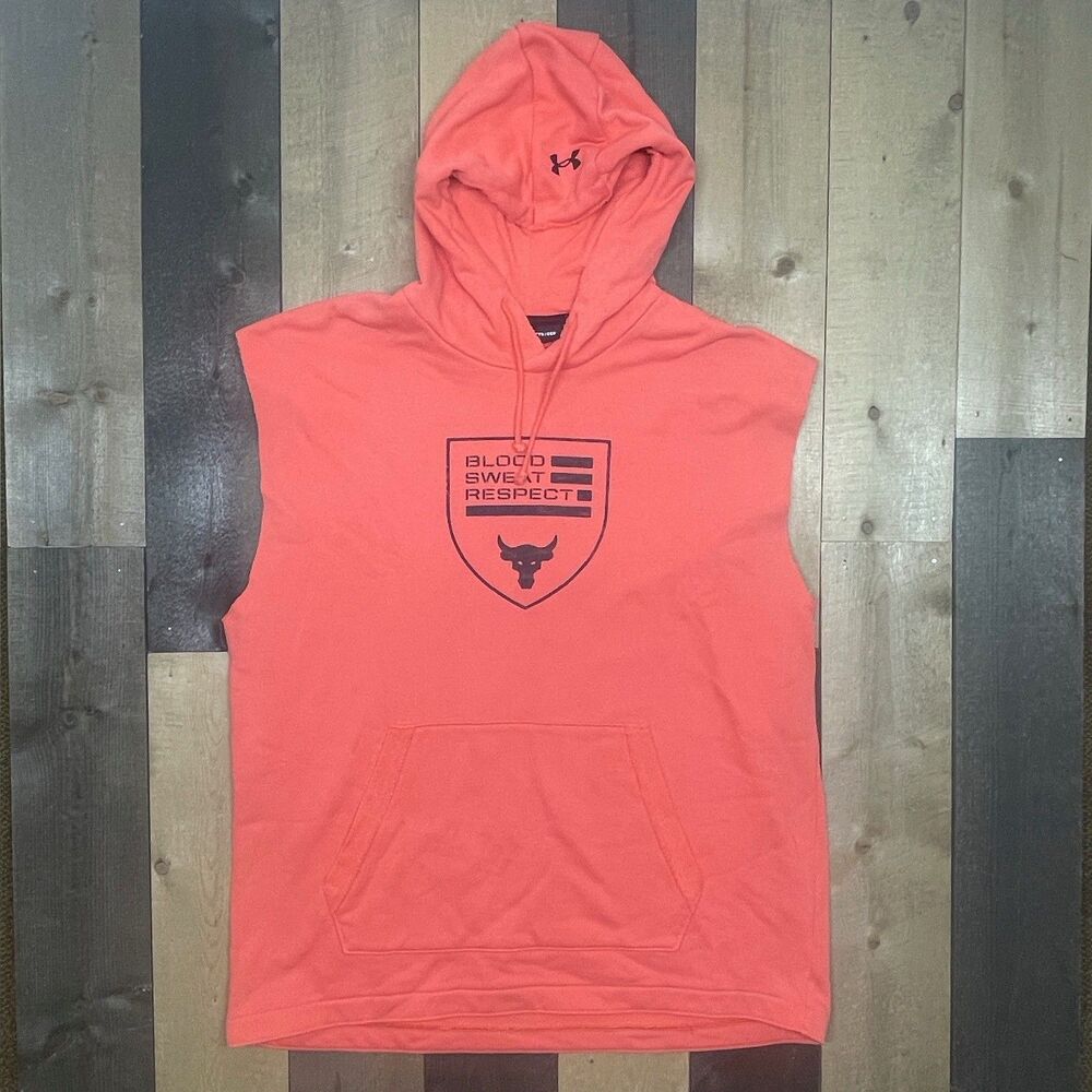 Under Armour Men's XXL 2XL Sleeveless Hoodie Blood Sweat Respect Orange